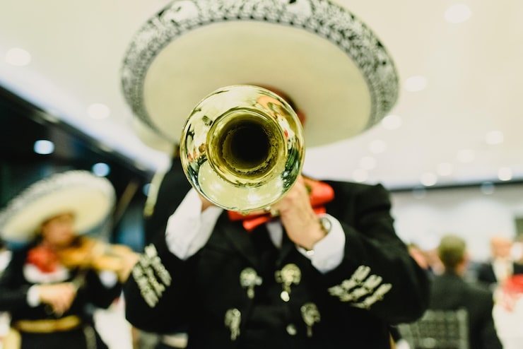 mexican musician with his trumpet guitars 47726 12926